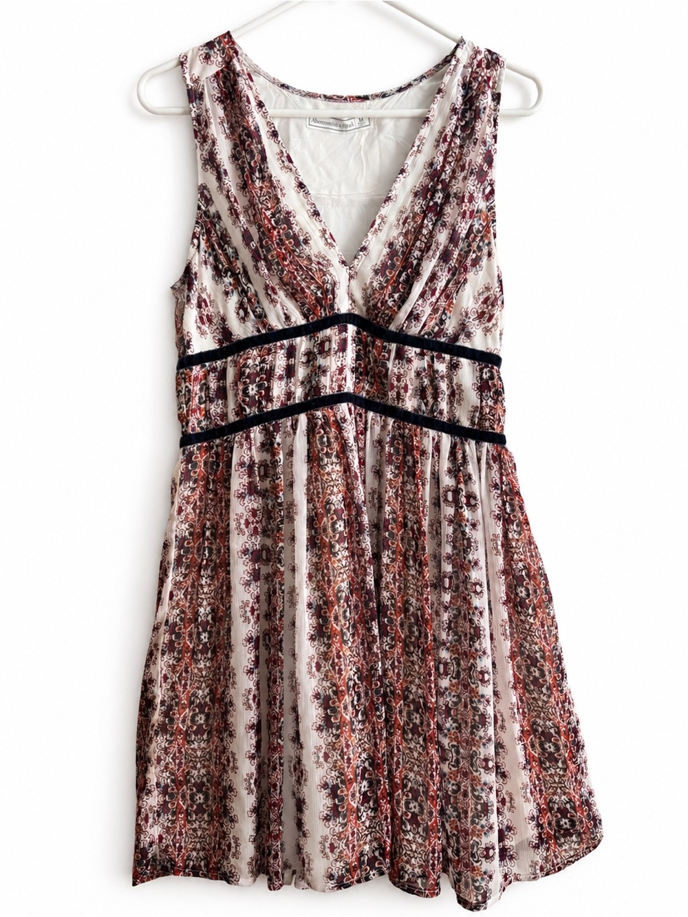 Abercrombie & Fitch Boho Paisley Red Mini Dress Size M Sleeveless